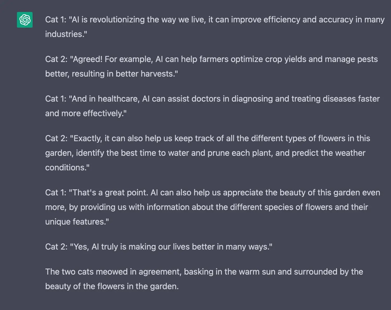 cats dialogue chatgpt