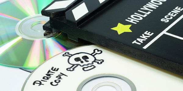 Copied CDs with pirate logo on
